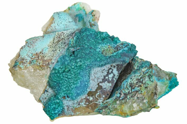 Chrysocolla on Quartz Crystal Cluster - Tentadora Mine, Peru #169255